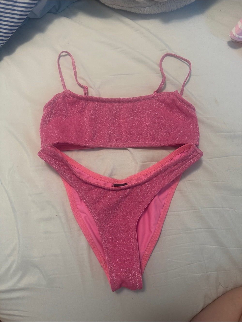 Triangl Pink Sparkle Two-Piece Bikini Top and Bottom Set